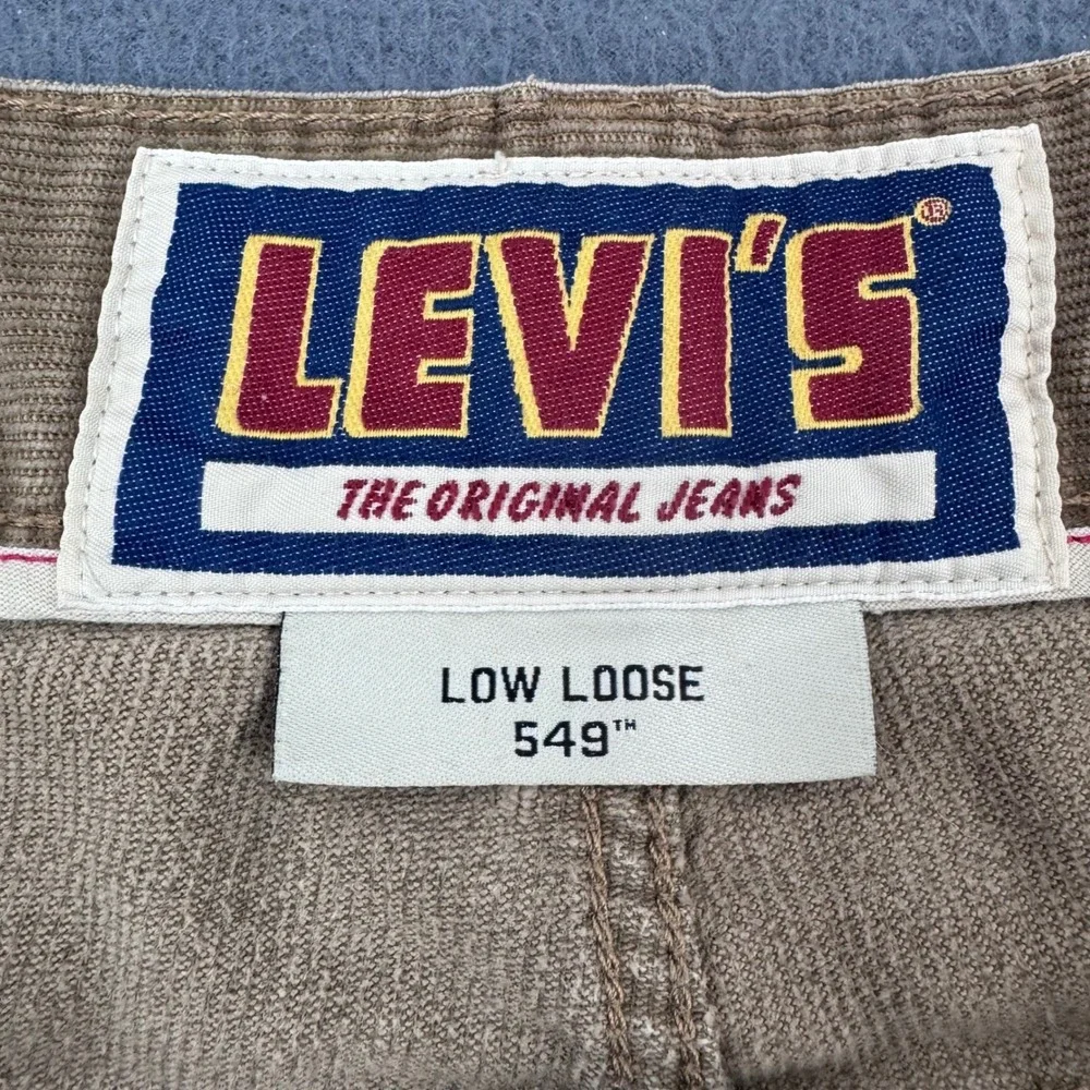 Levis 549 Low Loose Corduroy Pants Mens 42x27 Tan Khaki Baggy Vintage 20549-0003